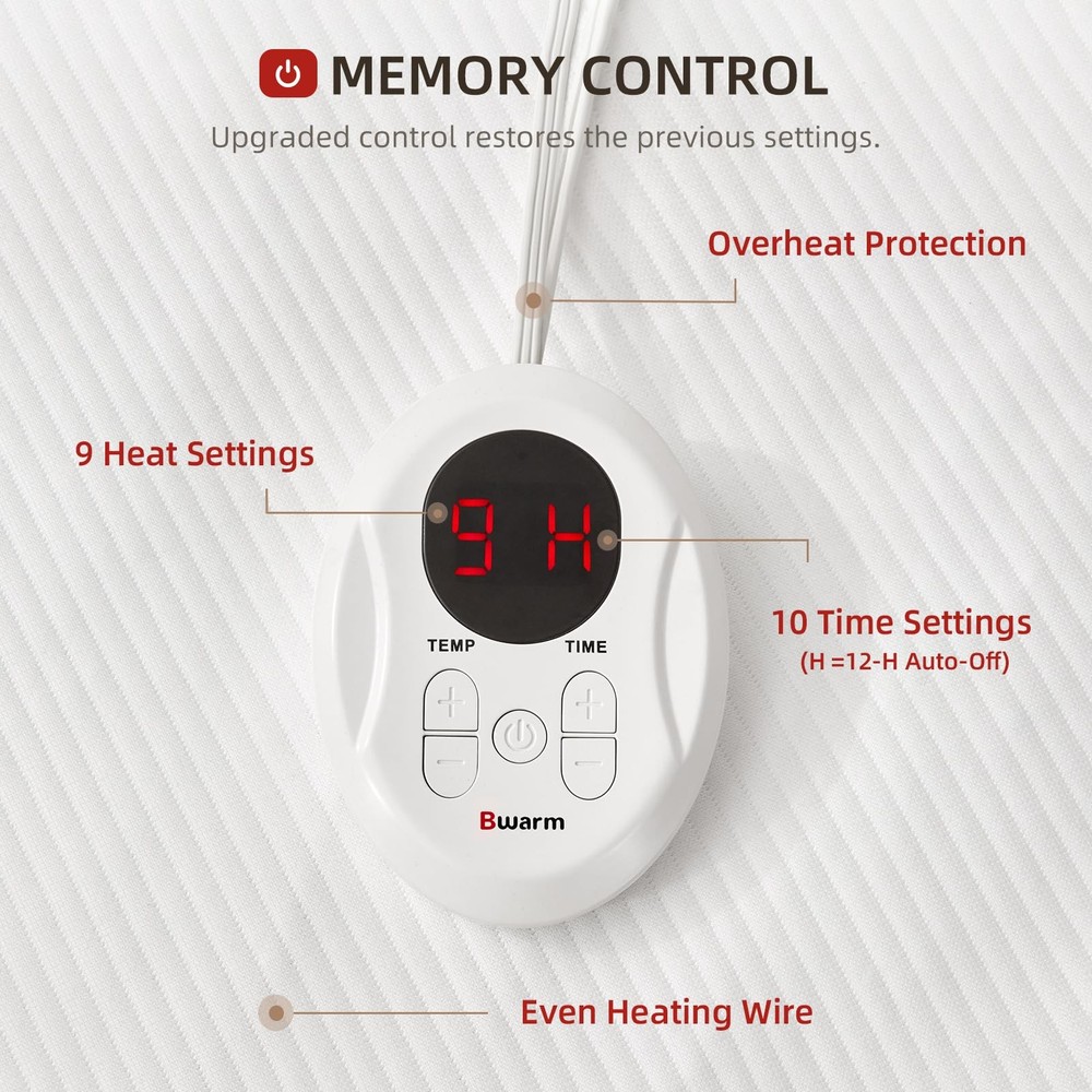 Waterproof Heated Mattress Pad, ETL Certified Bed Warmer with Memory Function...
