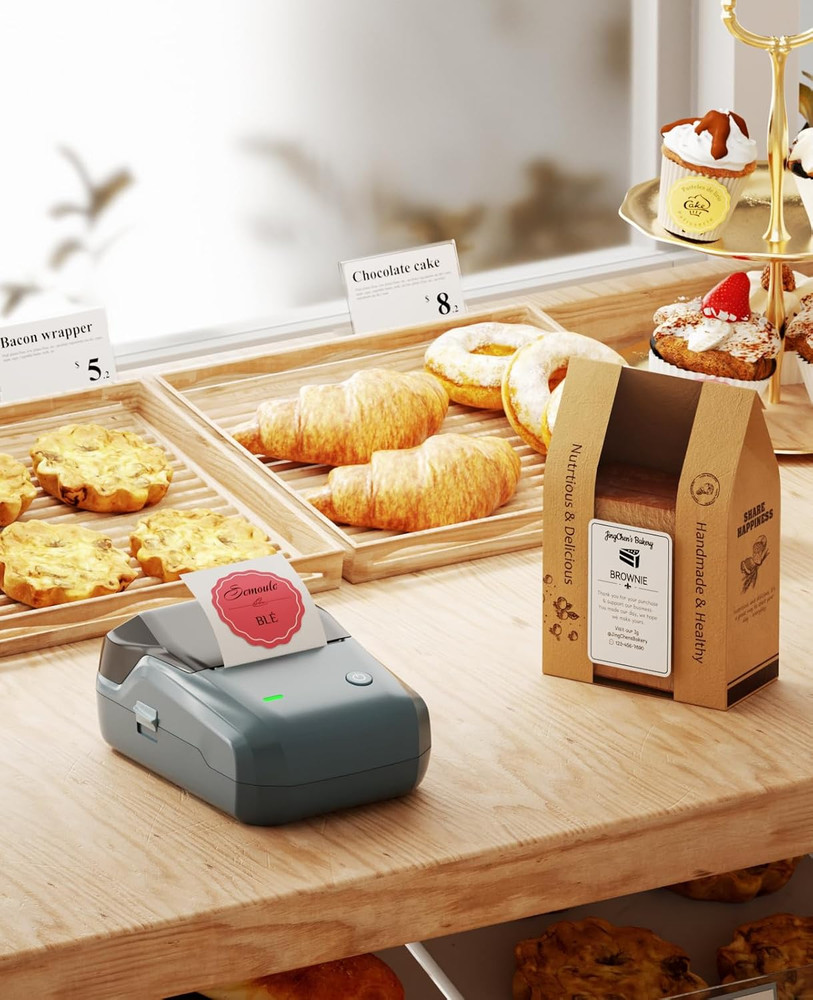 B1 Label Maker Machine with Tape, Label Printer with 3 Rolls Stickers,