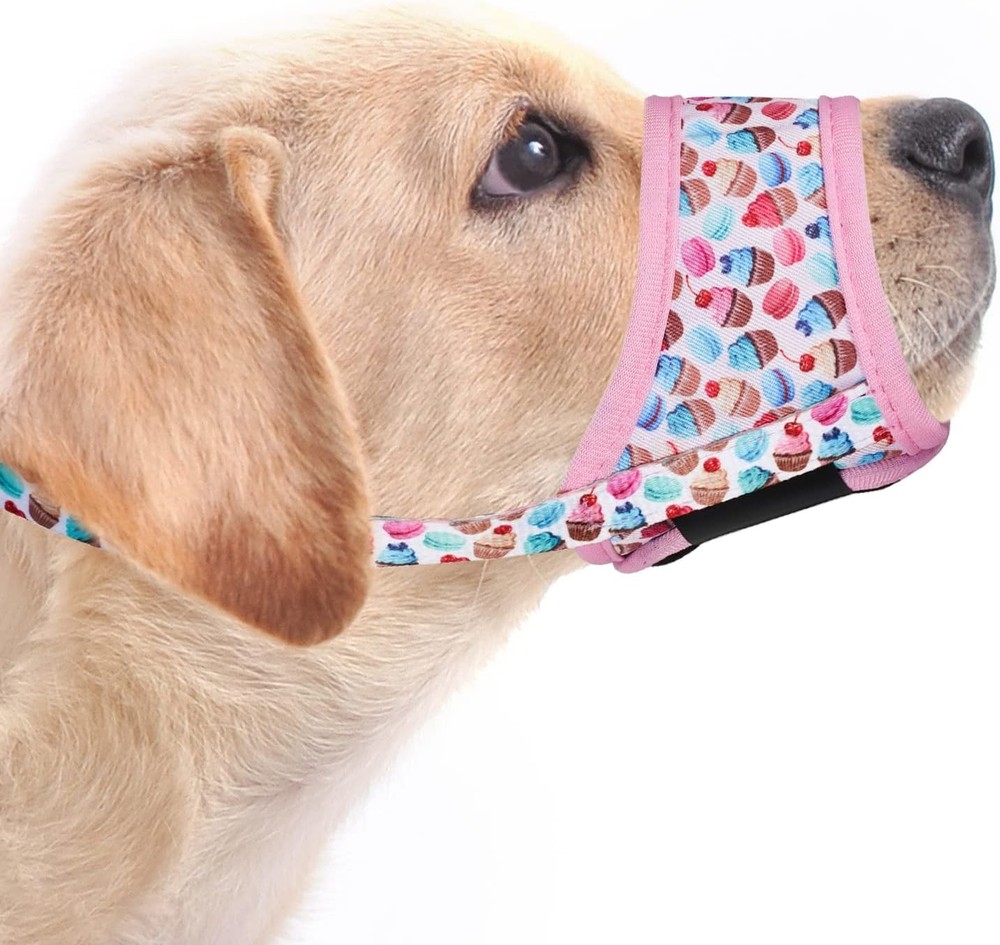 Dog Muzzle Anti Biting Barking & Chewing W/ Comfortable Mesh Soft Fabric &