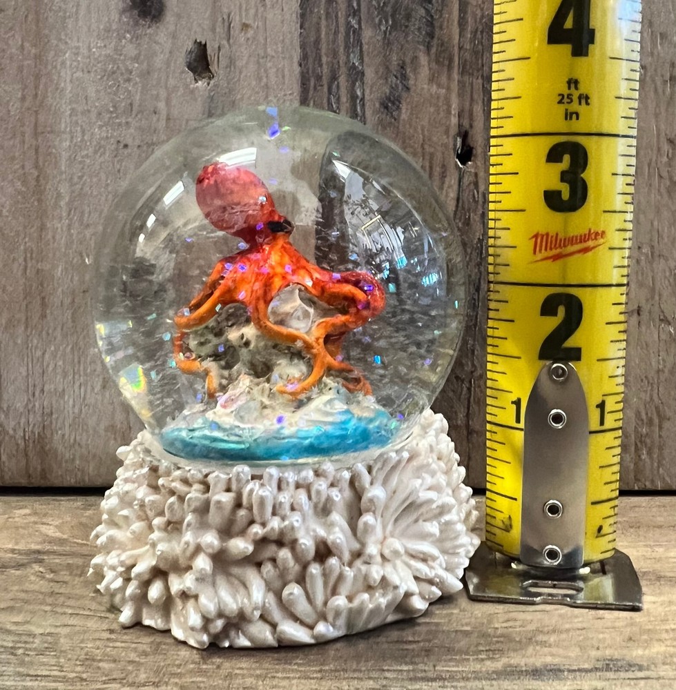 Octopus Red Snow Globe 3" x 2.5"