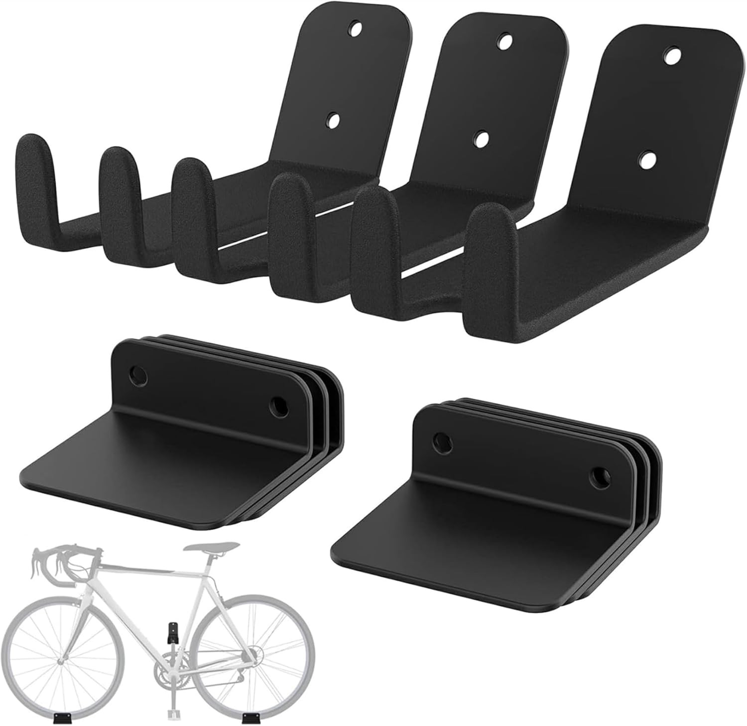 Wall-Mounted Bike Pedal Hanger, Heavy Duty Horizontal Bike Rack for Garage Wall,