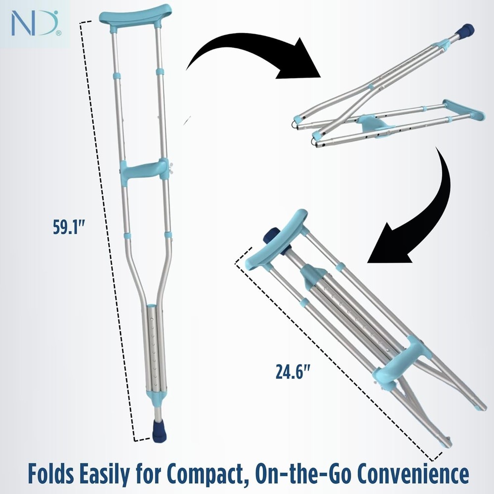 ErgoCrutch Foldable Ergonomic Crutches Adjustable Lightweight 250lb Capacity