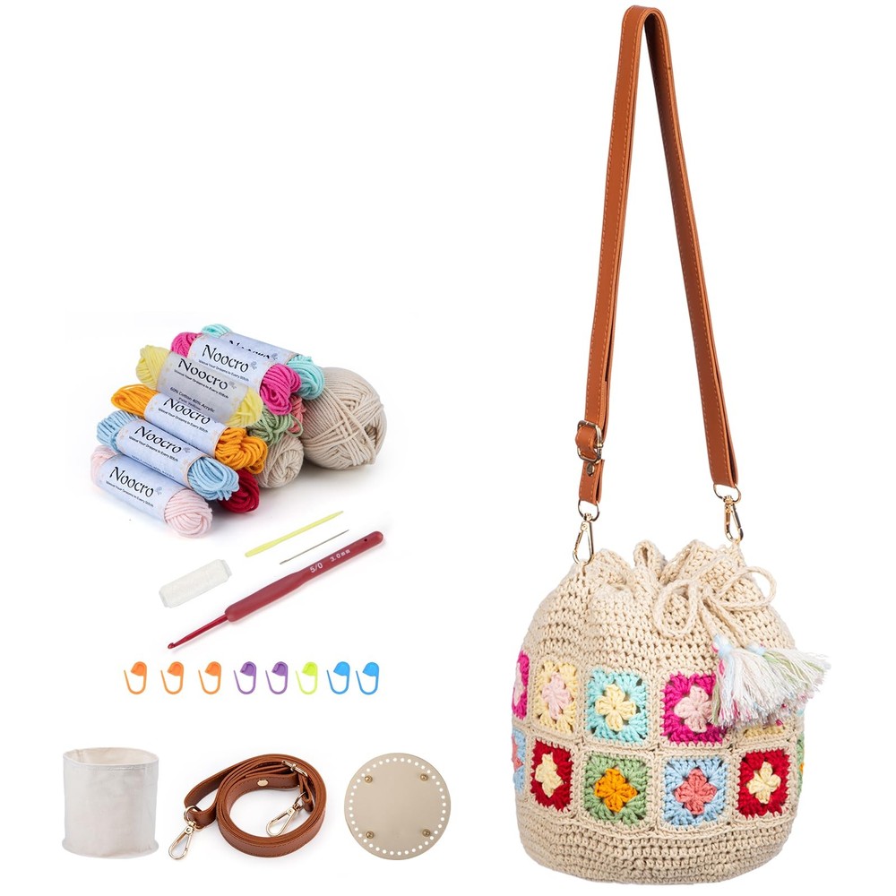 Crochet Kit for Advanced or Intermediate Beginner DIY Granny Square Bucket Ba...