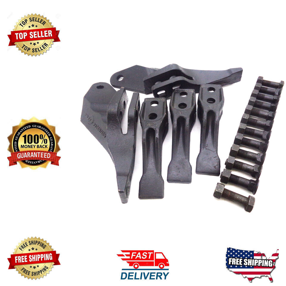 JCB BACKHOE -  3 PC. TOOTH & 2 SIDECUTTERS & 12 NUTS & BOLTS (ASSORTED PART NO)