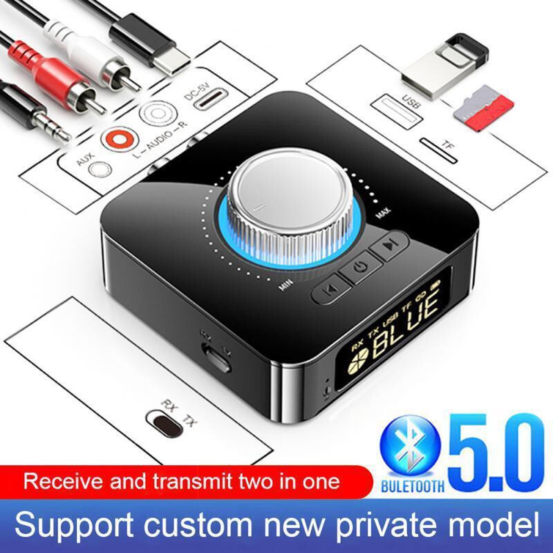 Bluetooth 5.0 Transmitter Receiver 2 IN 1 Wireless Audio 3.5mm Jack Aux Adapter