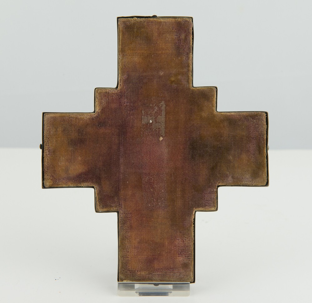 Imperial Russian Enameled Silver Cross with Images