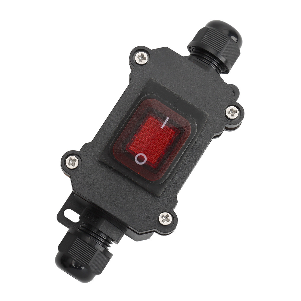 12V Cord Switch IP67 Toggle Red LED Rocker Button On Off Switch DC 12V-24V