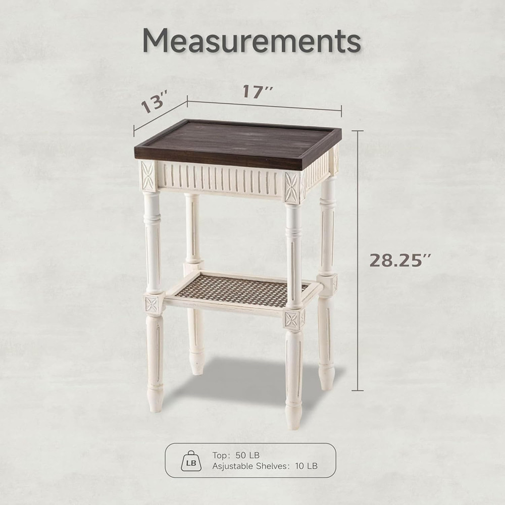 Rustic Farmhouse Cottagecore Accent End Table, Distressed Accent Side Table with