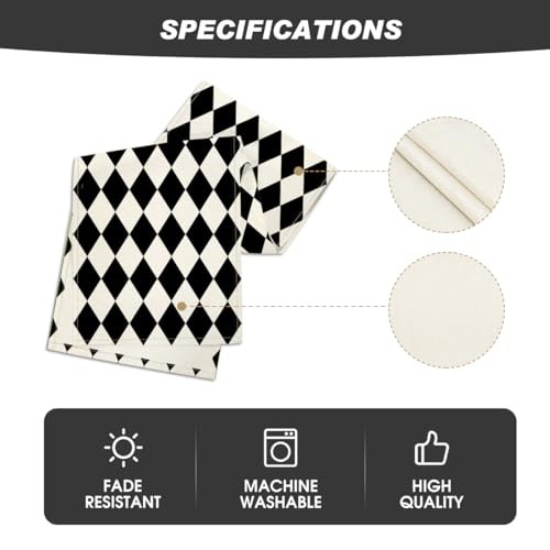 Artoid Mode Beige Diamond Plaid Table Runner, 13" x 72", Table Runner Black