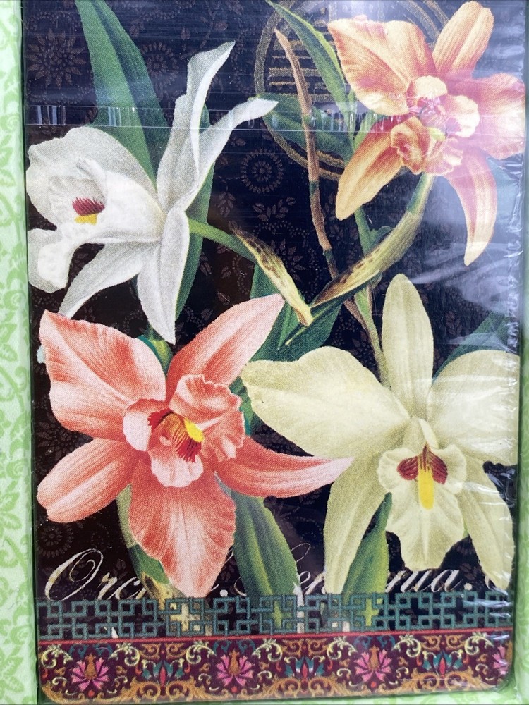 Punch Studio Playing Cards Decks Double Storage Case Decorative Orchids