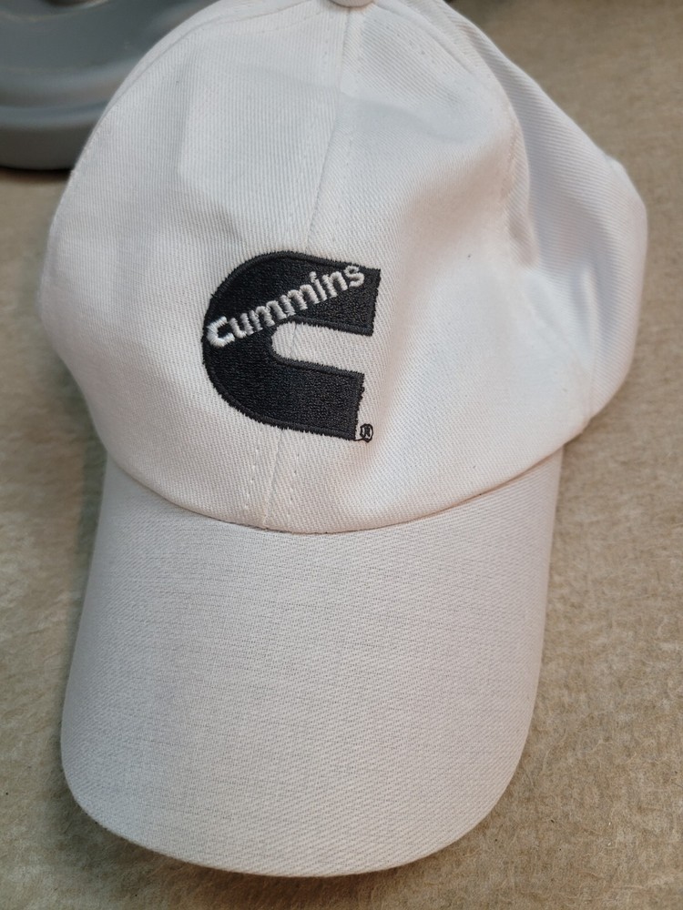 Cummins baseball hat cap basic White soft logo hat truck diesel
