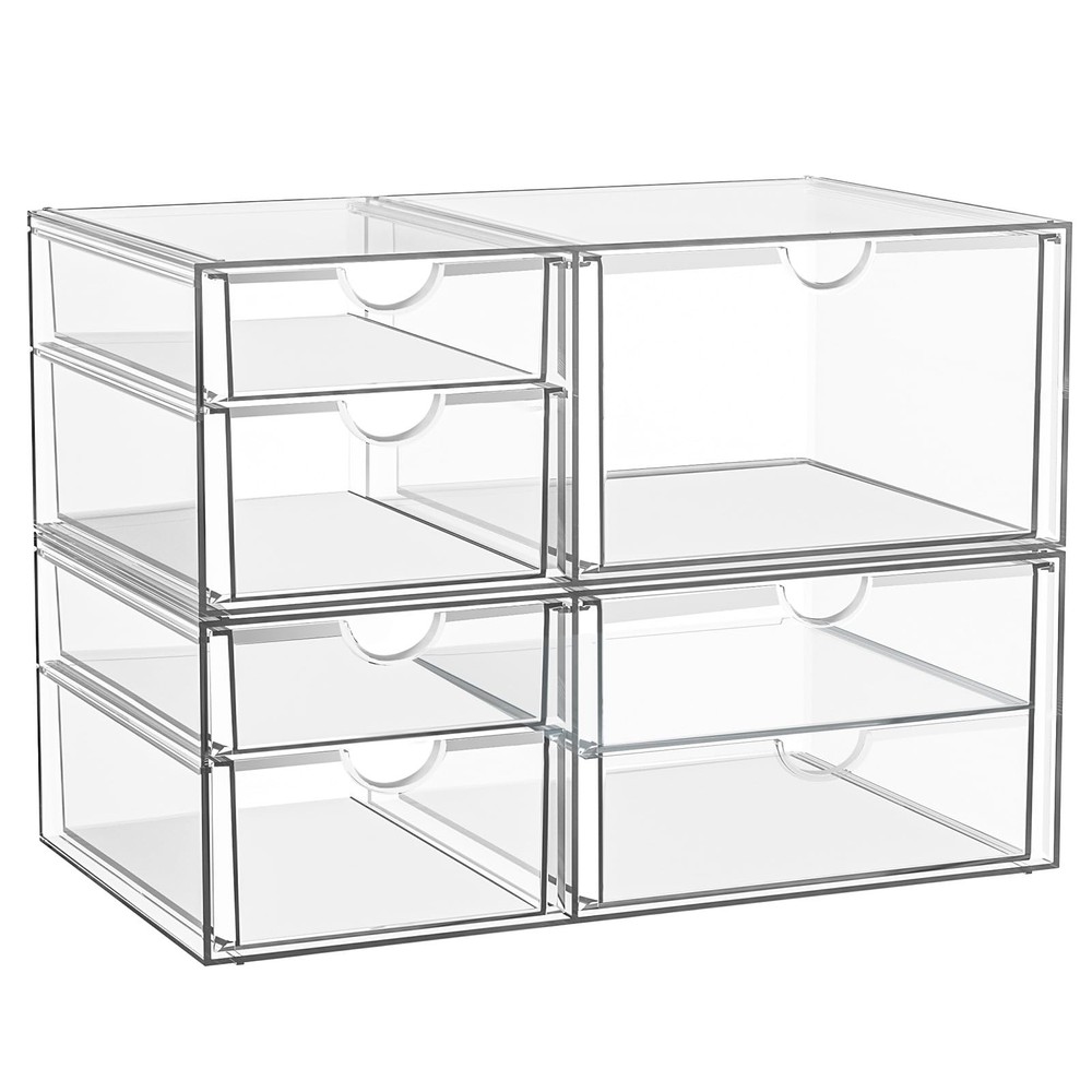 YFXCVSL Clear Stackable Storage Drawers, Acrylic 7 Transparent