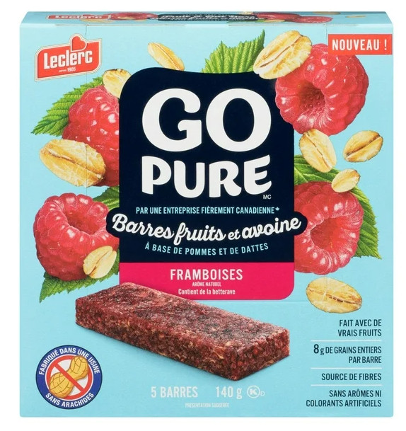 Go Pure Raspberry Fruit & Oat Bars, 5 Bars, 140g (3 Pack)