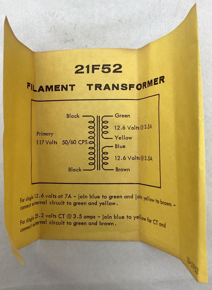 Thordarson 21F52 Filament Transformer
