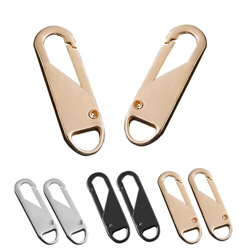 Deoward Zipper Pull, 6 PCS 6pcs Zipper Pulls Cord (Black+Silver+Gold)