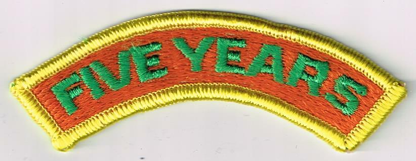 Five Years tab for TN Wildlife Resources Hunter Ed. Instructor & Volunteer patch