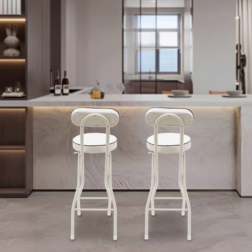 2 Pcs Folding Bar Stool with Backrest Tall Foldable Stool Chair Portable High...