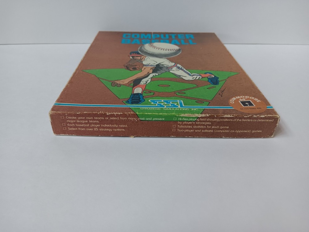 Computer Baseball Commodore 64 Mini Strategic Solutions Box Only - Damage, AS IS
