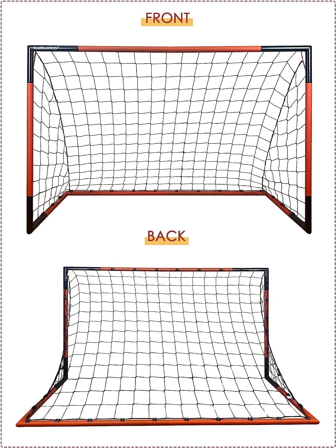 6'x4' Set of 2 Soccer Goal, Steel Frame Goal,Heavy Duty Metal Soccer Goals