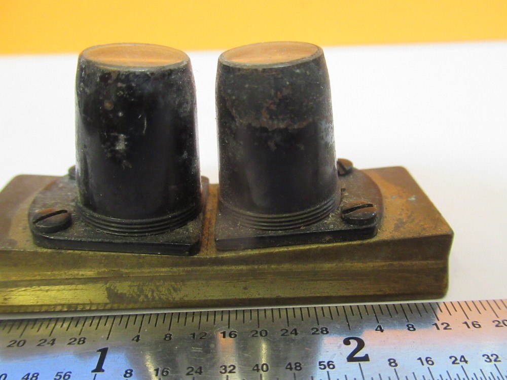 ANTIQUE BRASS STEREO OBJECTIVES OPTICS MICROSCOPE PART AS PICTURED &7B-B-81