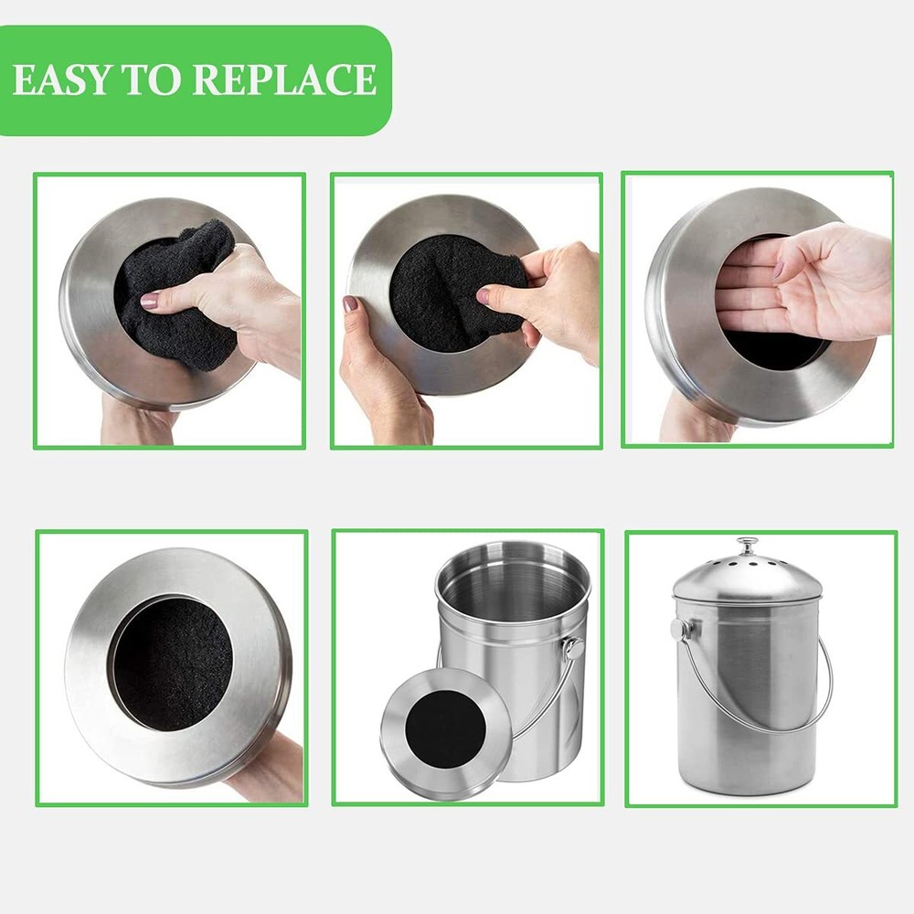 7 Pack Compost Bin Charcoal Filters Round Indoor Kitchen Compost Bucket Activate