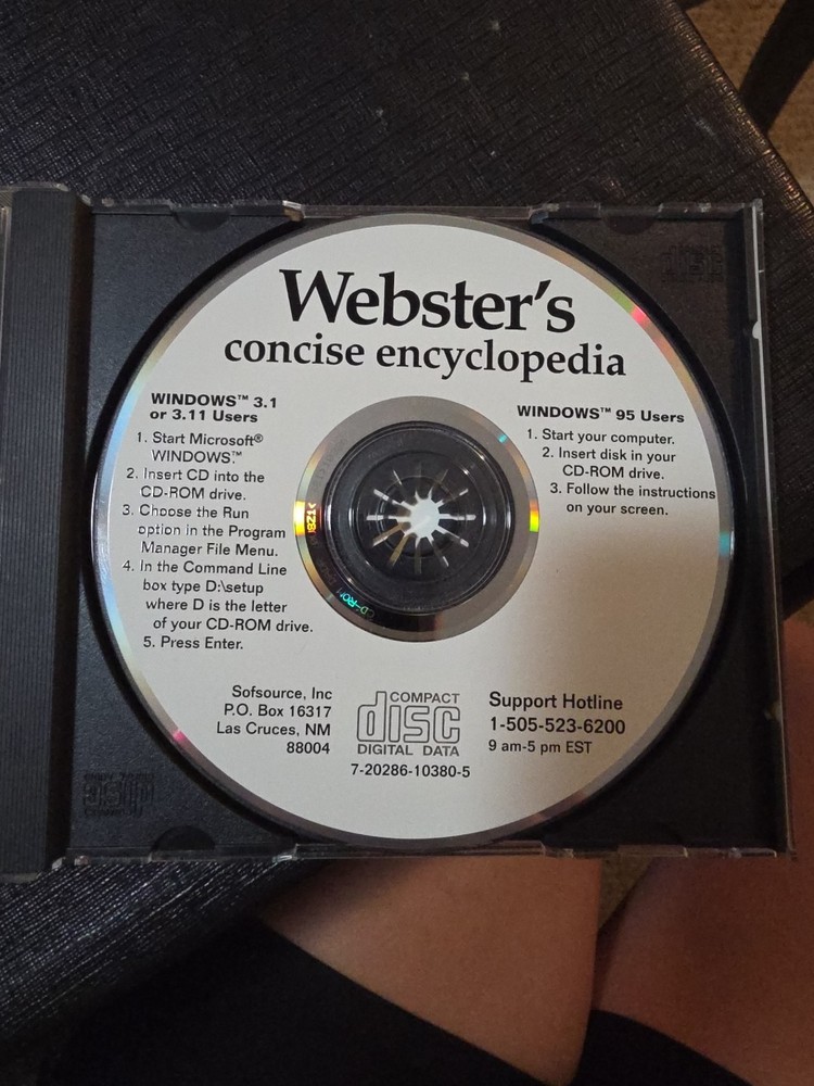 Webster's Concise Encyclopedia PC CD-ROM 1996 Windows 95/3.1 VTG Software