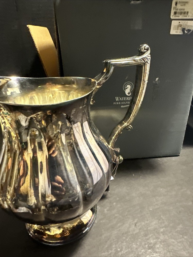 Waterford Silver Plated Pitcher 8” Fine Silver Gifts w/ Tag & Box #P