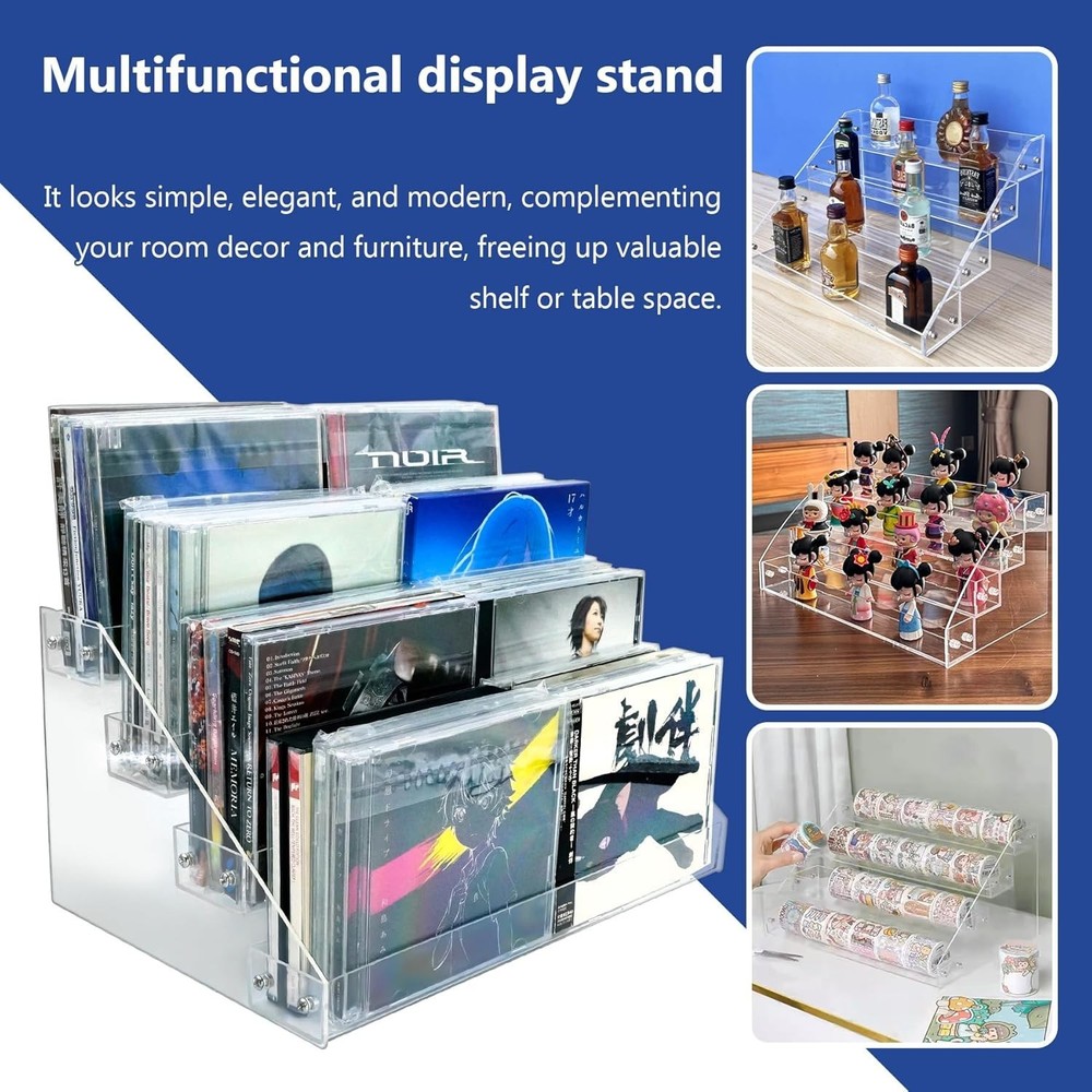 Stackable CD/DVD Multimedia Holder Media Storage Rack Clear Plastic 32 CD Holder