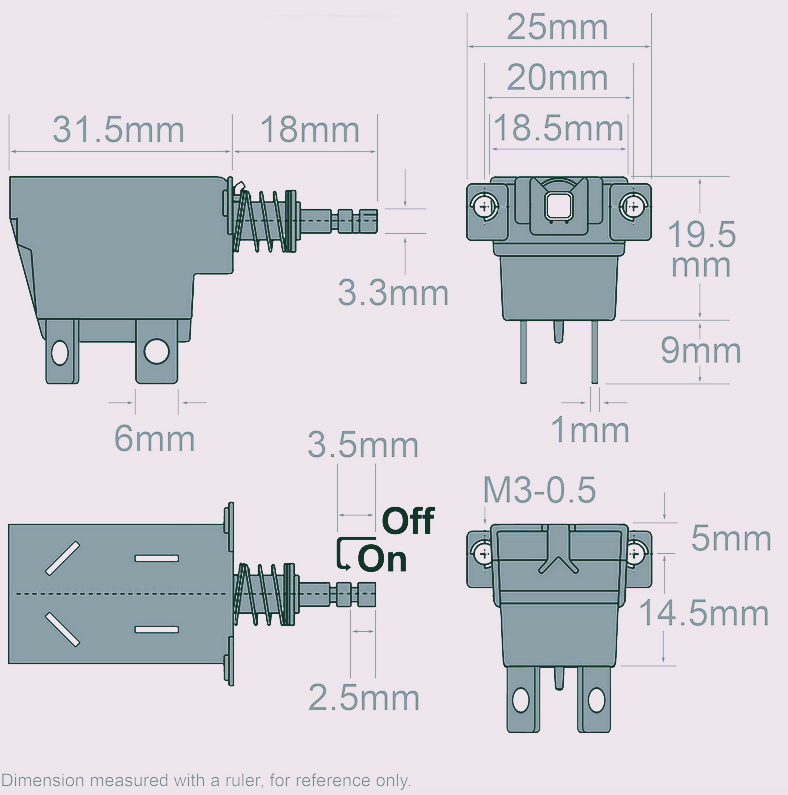 Solteam DPST High Current Latching ON-OFF Push Button 250VAC Power Switch PS-321