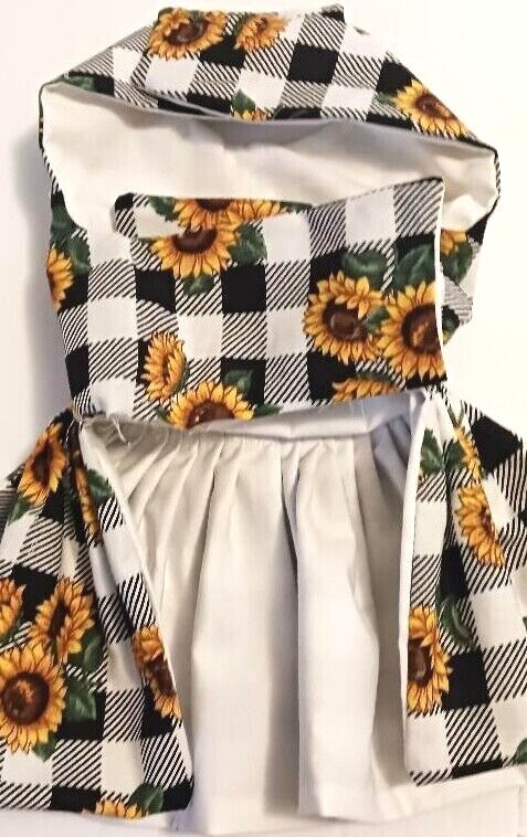 DOG HARNESS DRESS SUNFLOWER ON CHECKS NEW HANDMADE FREE SHIPPING