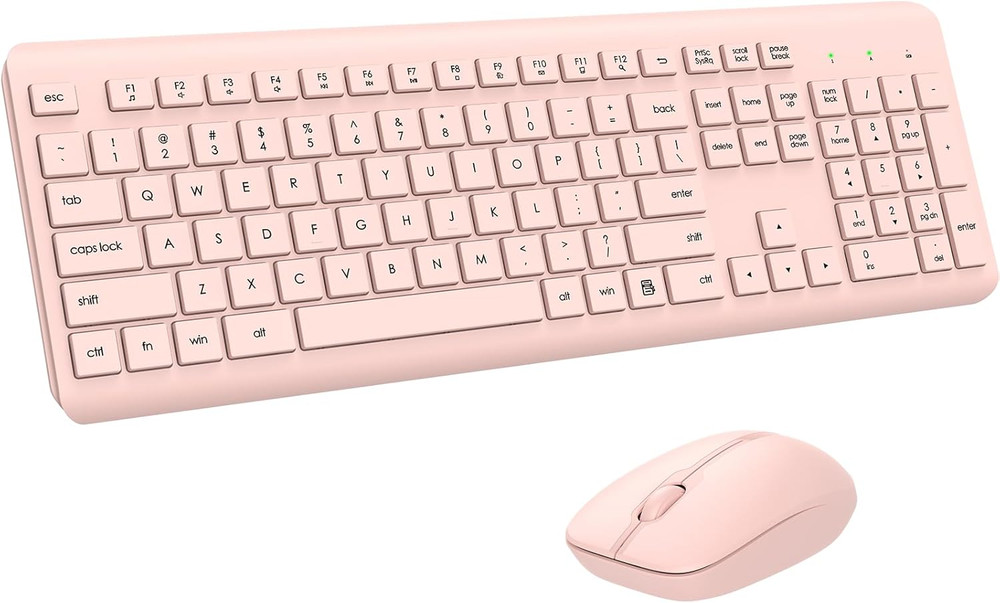Wireless Keyboard and Mouse Combo, Full Size Silent Ergonomic Keyboard and Mouse
