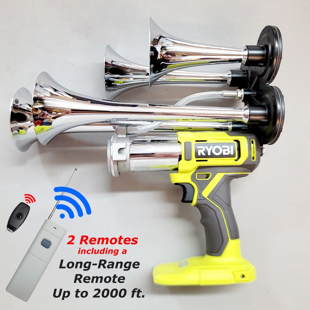 Ryobi Train Air Horn with Long Range (2000 ft) Remote Control 18V Drill Impact