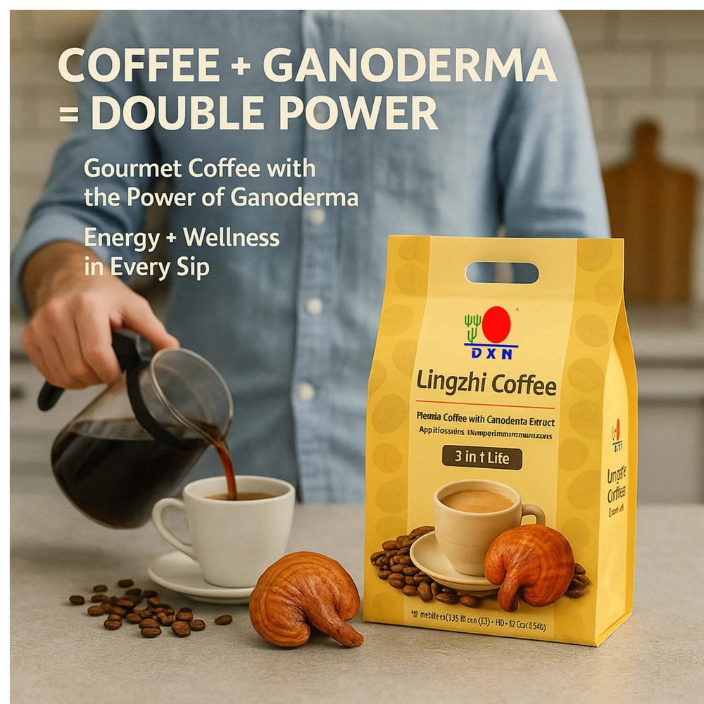 Lingzhi Coffee 3 in 1 Lite, Ganoderma Coffee, Instant Coffee, 20 Pack