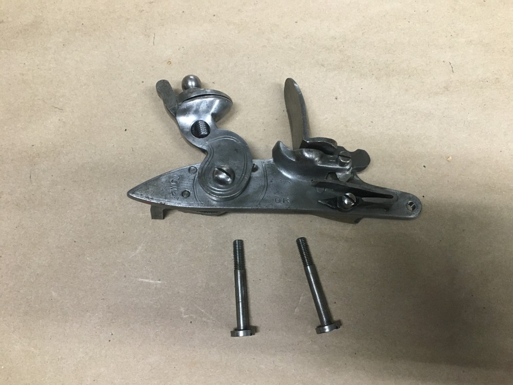 Tower Flintlock lock with screws Has Crown with GR under it.  VERY NICE
