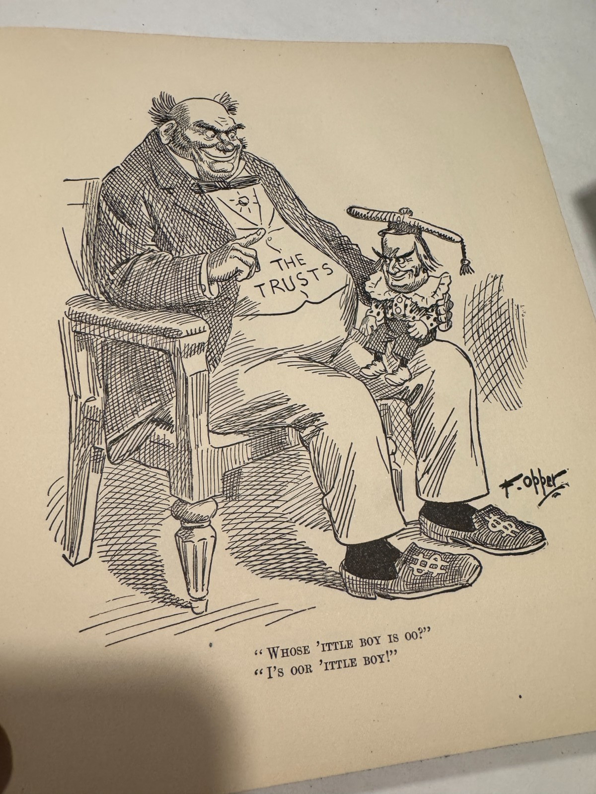 SIGNED BY AUTHOR! Willie and His Papa F. Opper 1901 Book McKinley Teddy Satire