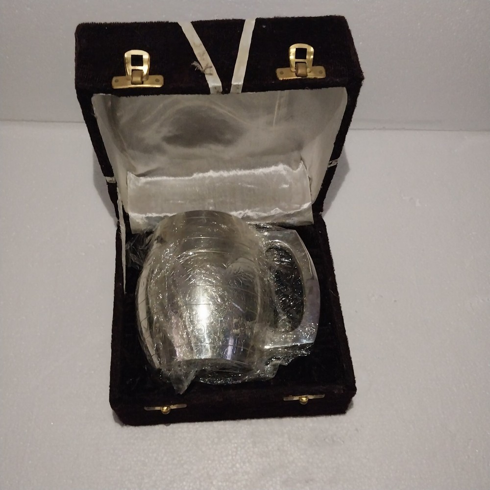 Vintage Silver Plated Elegant Floral Barrel Mug In Box E.P.N.S