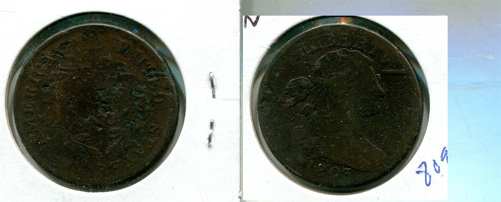 1803 DRAPED BUST LARGE CENT TYPE COIN VG RIM NICK 8092S