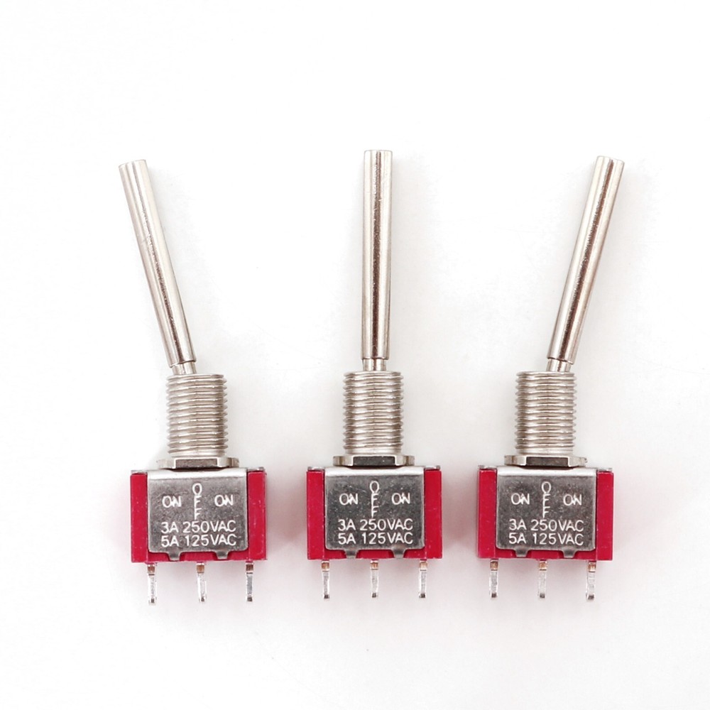 5Pcs SH T8014-U2 Long Flatted Handle ON-OFF-ON Latching SPDT Mini Toggle Switch