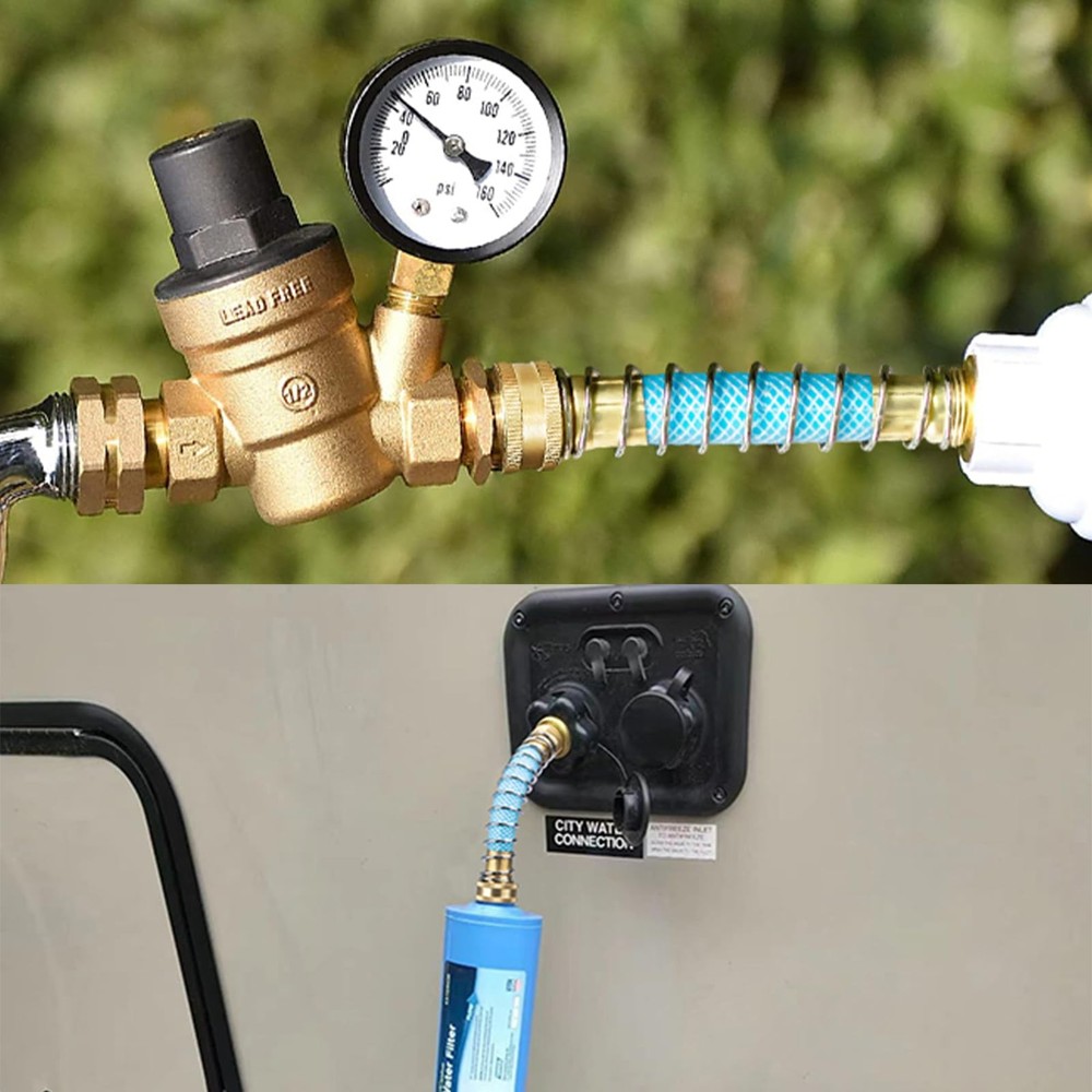 Fevone Garden Hose Extension Adapter, Flexible Protector, 5.7", Blue