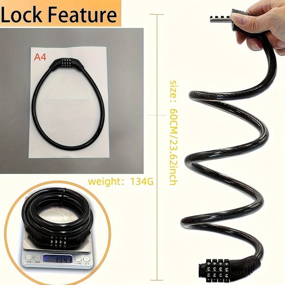 Combination Cable Lock - Anti-Theft for Bikes & Gear