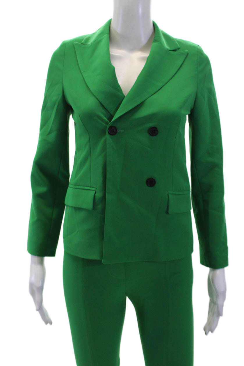 MSGM Kids Childrens Girls Double Breasted High Rise Pant Suit Green Size 10/12