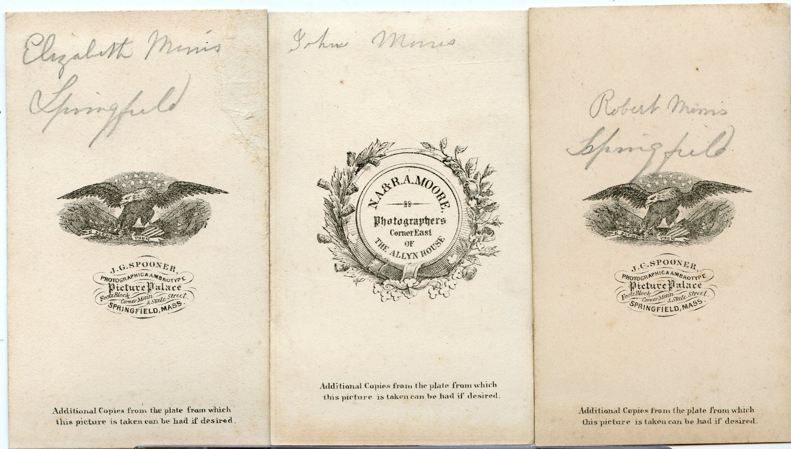 Civil War Soldier Morris & Family Photo Archive (8 CDVs) Springfield MA CV104