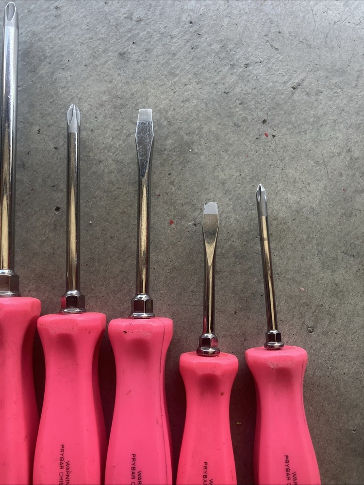 Snap-on Tools 7pc PINK Hard Grip Combination Screwdriver Set SDDX70APP
