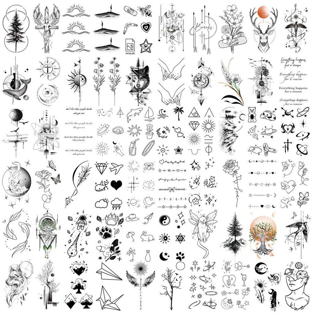 60 Sheets Tiny Realistic Temporary Tattoos for Adult Kids Tiny, Multicolor