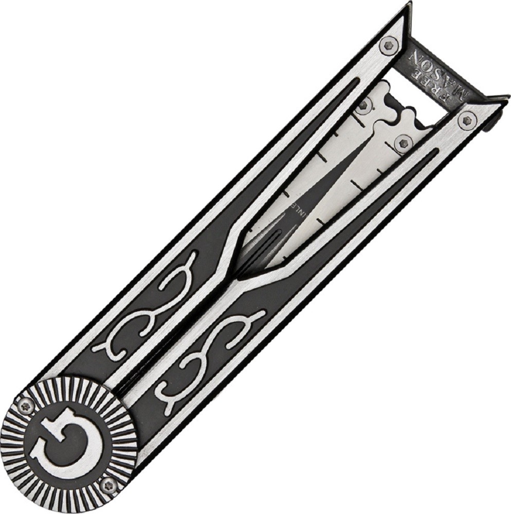 9" Masonic Square and Compass Folding Knife - Freemason Gift