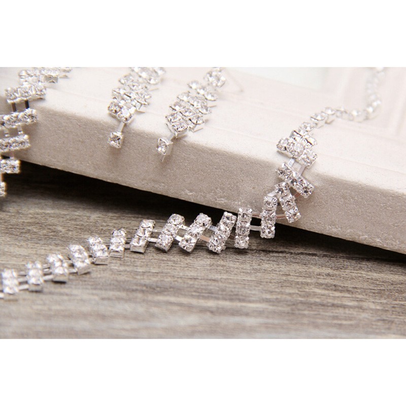 Crystal Diamante Necklace Earring Set 2 Layer