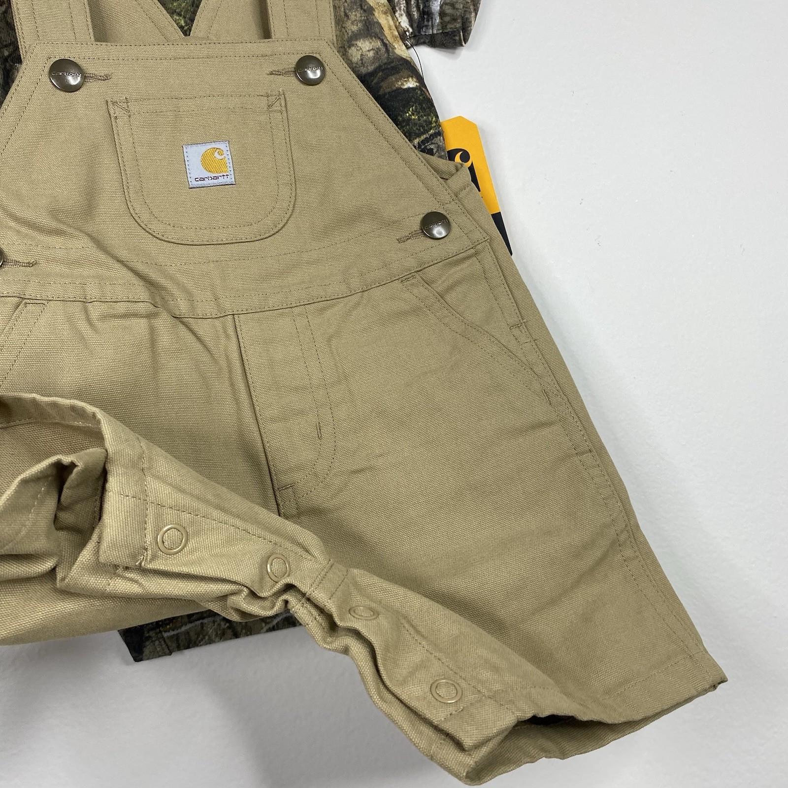 Carhartt Baby Boys 12 Months Camo Bodysuit and Canvas Shortall Set 2 Piece Set