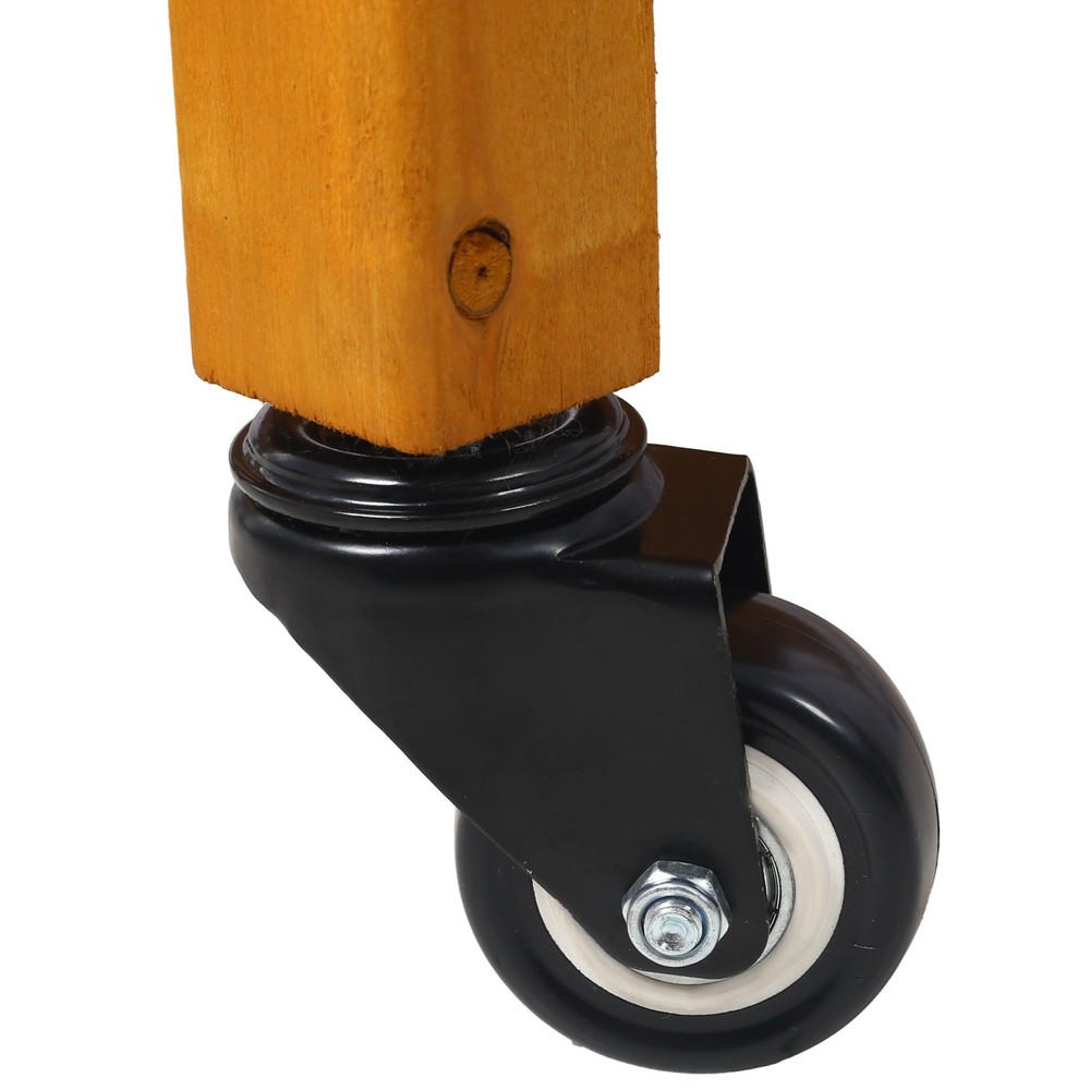 Mobile Elevated 8-Pocket Wood Planter w/ Lockable Wheels & Storage Shelf