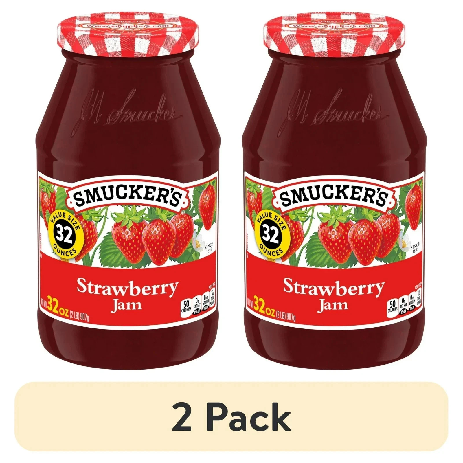 (2 pack) Smucker's Strawberry Jam, 32 Ounces