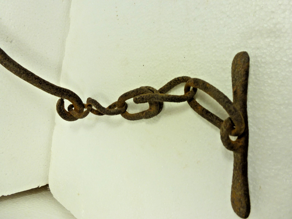 Antique Wrought Iron Hog Turner Two Chains